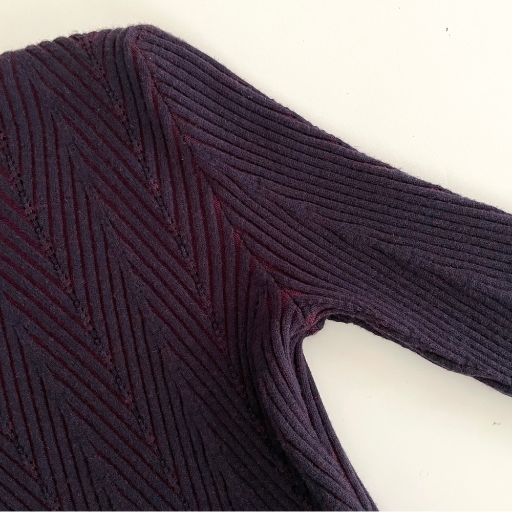 See By Chloe Ribbed Knit Scalloped Two Tones Long Sleeve Dress - Picture 8 of 14